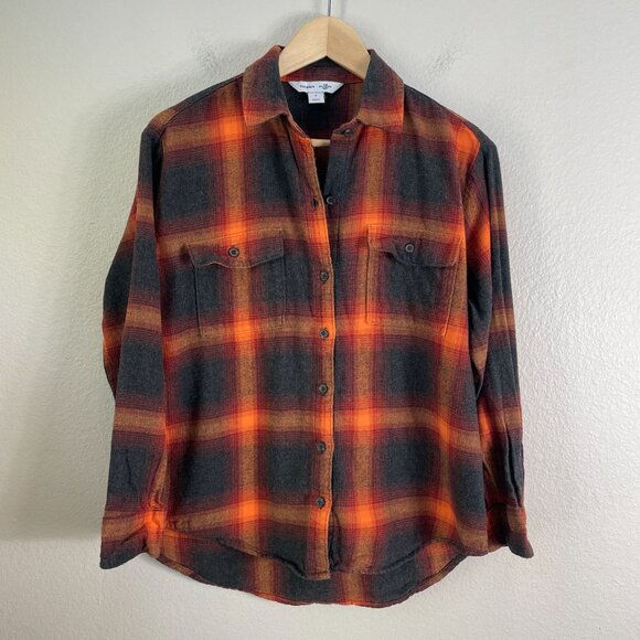 Old Navy Womens Small Boyfriend Shirt Taylor Swift Evermore Plaid Flannel Top - Picture 1 of 7